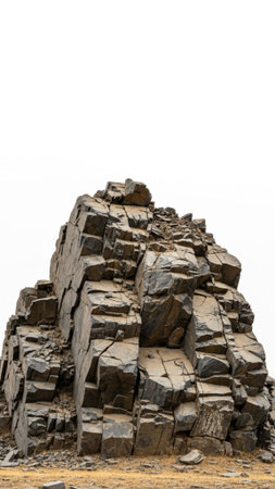 Rock formation in the mountains on a white background, Siberia, Russiaの素材