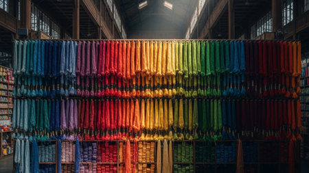 A cinematic wide shot capturing the scale and atmosphere of a traditional artisan market. The focusの素材