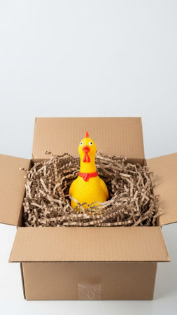 A striking vertical 9:16 photograph showcasing a wide-angle view of an open cardboard delivery box pの素材