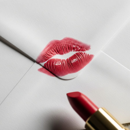 A focused, square-format still life emphasizing the intimate detail of a romantic seal. The image isの素材