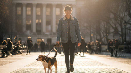 A panoramic, environmental photograph (16:9) capturing the expansive scope of a vibrant city park sqの素材