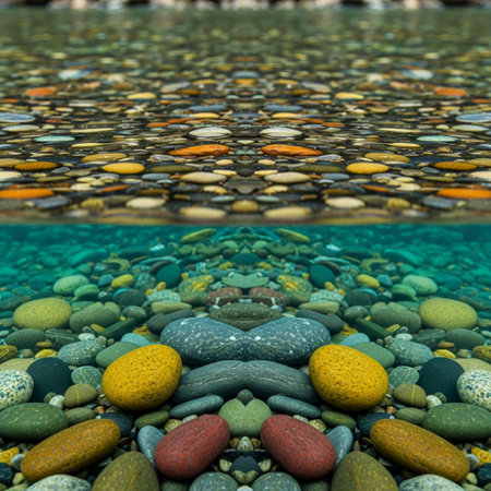 A square, tightly framed close-up photograph emphasizing the geometric clarity of shallow, turquoiseの素材