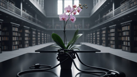 A panoramic, ultrawide 16:9 cinematic shot of a large, high-ceilinged, minimalist interior space (liの素材