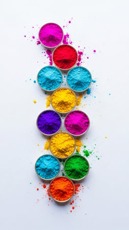 A high-angle, vertical (9:16) stock photo capturing an artful, elongated scattering of small, polishの素材