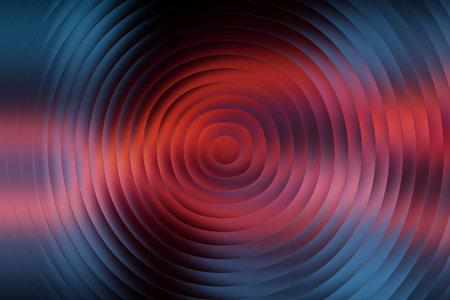 Abstract background with concentric circles in red and blue colors. Vector illustration.の写真素材
