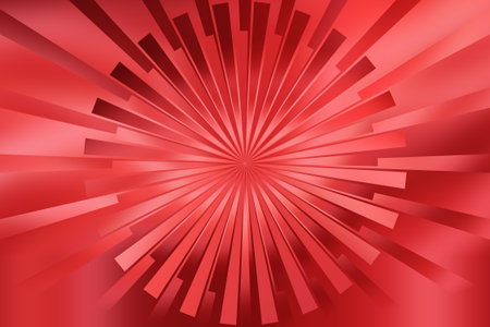 Abstract red background with radial, radiating, converging lines.の写真素材