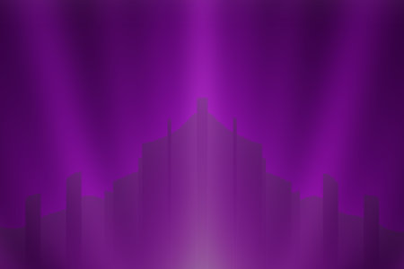 purple city background with light rays. vector illustration eps10の写真素材