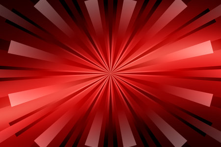 Red abstract background with radial, radiating, converging lines.の写真素材