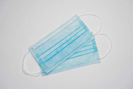 Face masks for virus protection on white backgroundの写真素材