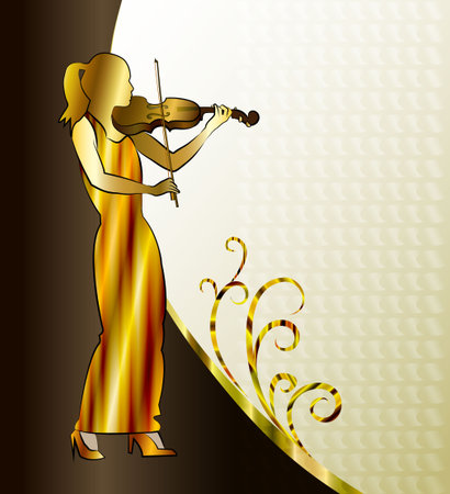 Musician. Violin player, girl playing classical violin illustration.のイラスト素材