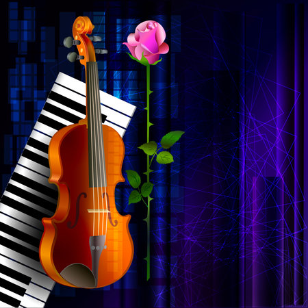 Music background with violin and piano keyboardのイラスト素材
