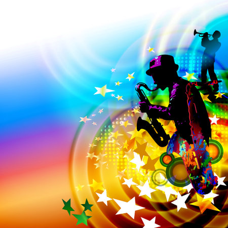 Jazz band music festival background with saxophone playerのイラスト素材