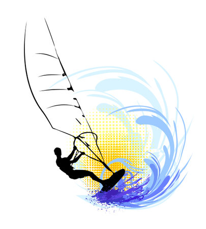 Man surfing on the ocean waveのイラスト素材