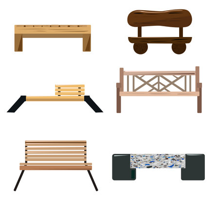 garden benches set on a white backgroundのイラスト素材