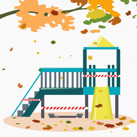Childrens Playground closed in the autumn in the Parkのイラスト素材