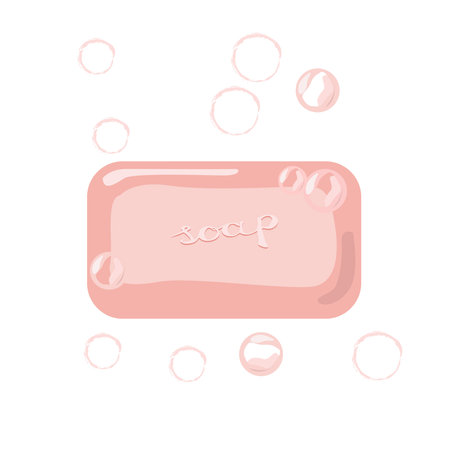 A piece of fragrant pink soap on a white backgroundのイラスト素材