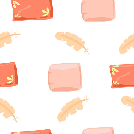 Seamless pattern with pink and peach pillowsのイラスト素材