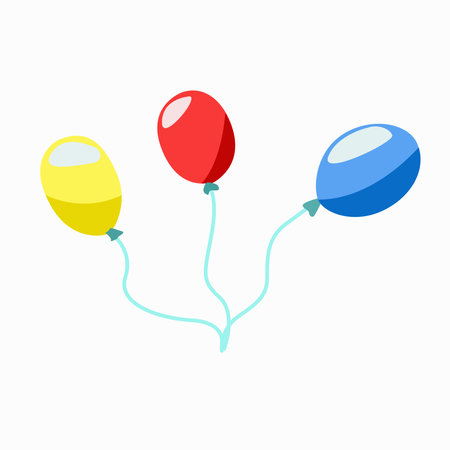 Balloons red yellow and blue. Isolated element on a white background.のイラスト素材