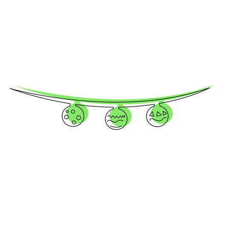 Christmas garland of green color with balls.のイラスト素材