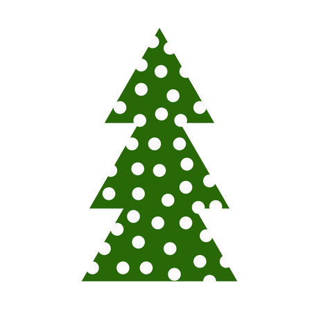 Green abstract Christmas tree with white polka dots.のイラスト素材