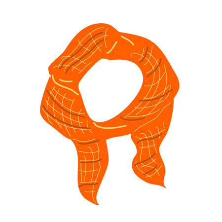 Knitted orange autumn scarf on a white background. An isolated element.のイラスト素材