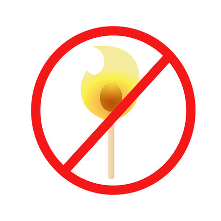 A burning crossed-out match in a red circle.のイラスト素材