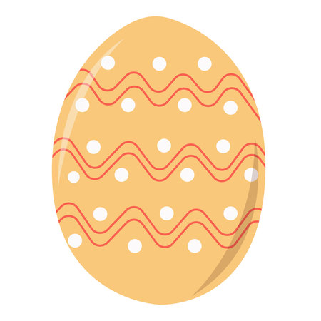 Orange Easter egg with polka dot pattern and stripes. An isolated element for the design.のイラスト素材