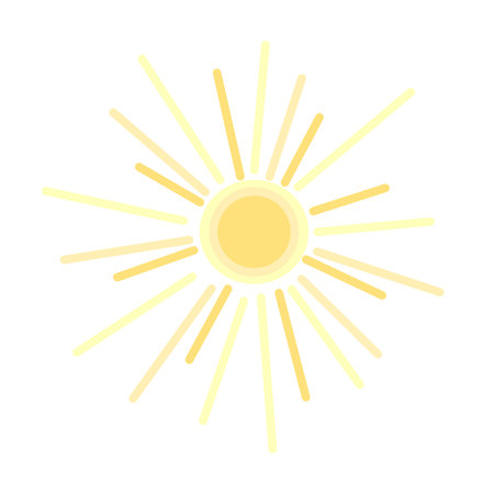 Stylized sun as a design element. Isolated on a white background.のイラスト素材