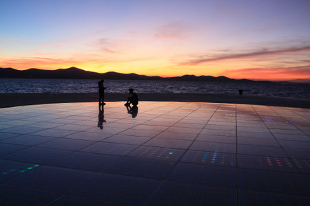 Adriatic sunset on the seacoastの写真素材