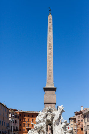 ROME, ITALY - 2014 AUGUST 18. Monument at Piazza Navona in rione Parioneのeditorial素材