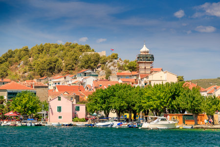 SKRADIN, CROATIA - 2017 AUGUST 18. Church of St. Jerome in the cemetery Skradin.のeditorial素材