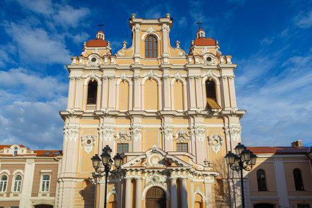 VILNIUS, LITHUANIA- 2020 MARCH 05. Old building renovation in the old town in Vilnius.のeditorial素材