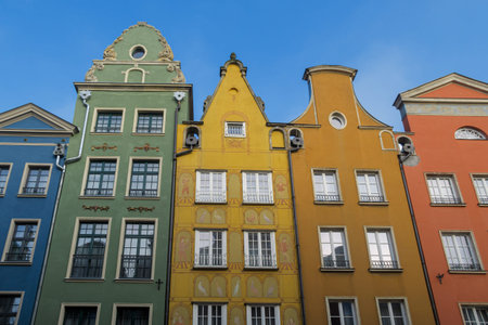 GDANSK, POLAND - 2020 JANUARY 17. Historical buildings on the Long market in Gdansk.