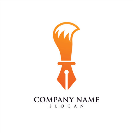 Pen Fox Abstract Logo vector Business Companyのイラスト素材