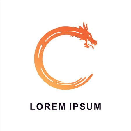 dragon circle vector logo. chinese culture symbol.のイラスト素材