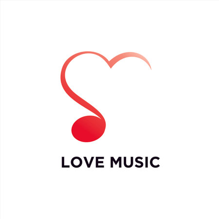 Musical note heart shape logo designのイラスト素材