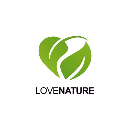 Nature Love Logo green leaf Designのイラスト素材