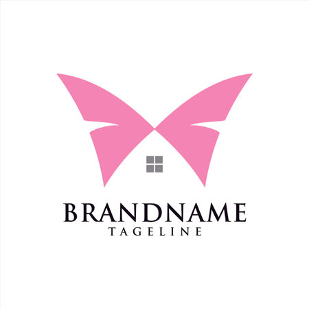 house and butterfly  logo modern graphicのイラスト素材