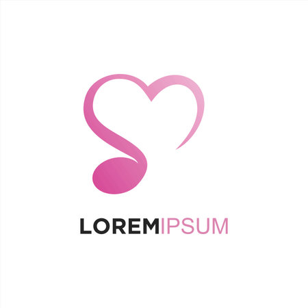 Musical note heart shape.  logo designのイラスト素材