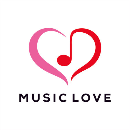 Musical note heart shape vector logo design templateのイラスト素材