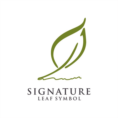 green leaf signature illustration logo designのイラスト素材