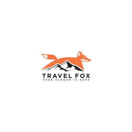Fox mountain logo template designのイラスト素材
