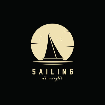 Simple Sailing Yacht Silhouette Logo design inspirationのイラスト素材