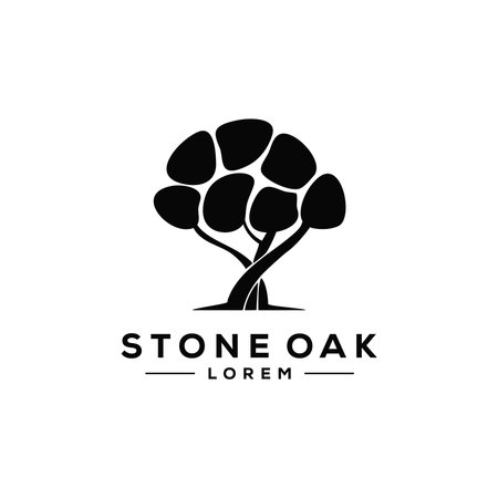 logo stone and oak vector, icon illustrationのイラスト素材