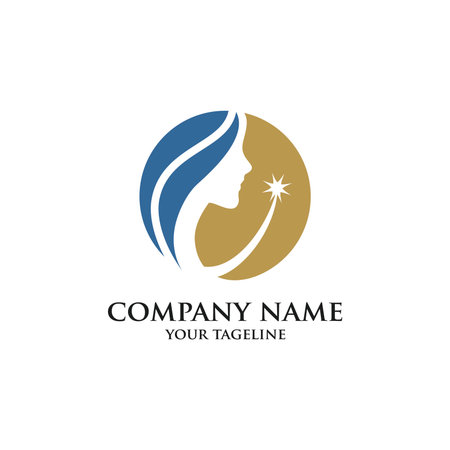 illustration of a natural female face symbol of leaves and starsのイラスト素材