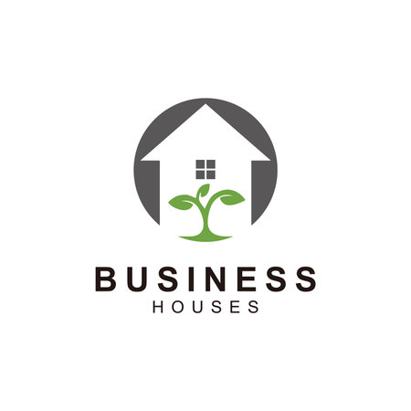 logo real estate icon with growing green seedsのイラスト素材