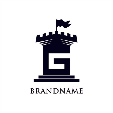 LETTER G CASTLE VECTOR SYMBOL ICONのイラスト素材