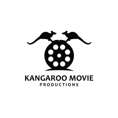 kangaroo and film roll design illustrationのイラスト素材
