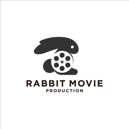 creative logo rabbit movie symbol designのイラスト素材