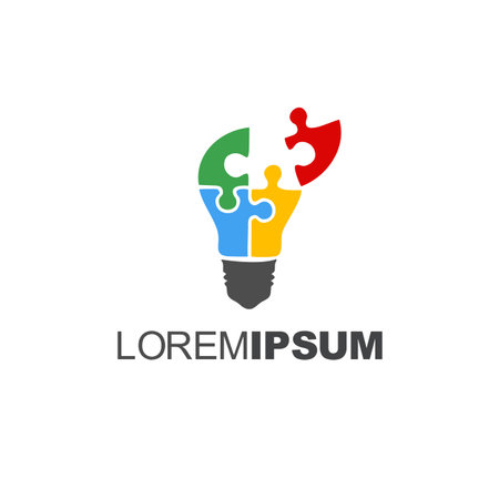 illustration logo combination from puzzle with lightbulb logo designのイラスト素材
